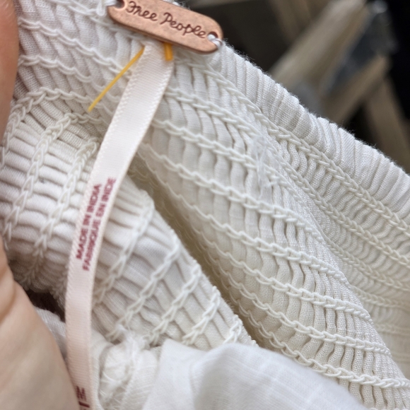 Free People Cream Long Sleeve Maxi Boho Crochet Flowy Dress Medium - Picture 4 of 4